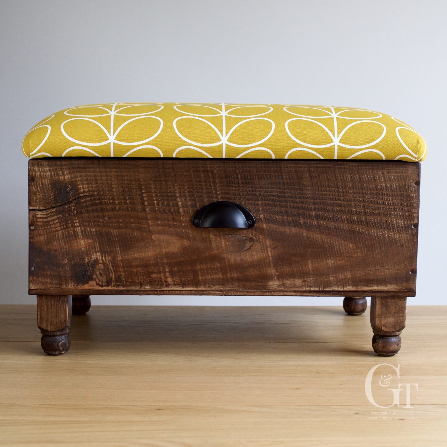 Orla Kiely Dandelion Linear Stem Wine Box Ottoman Ginger and Tweed