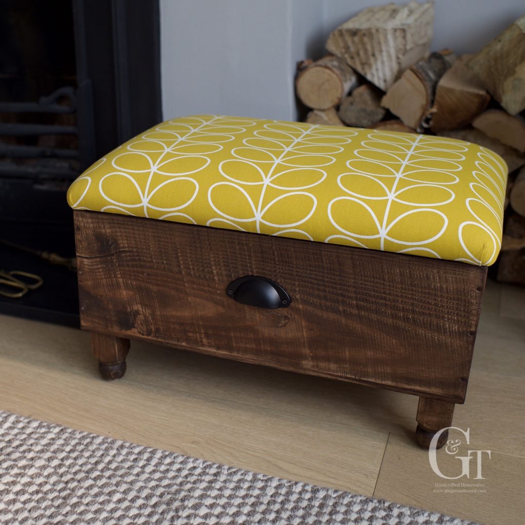 Orla Kiely Dandelion Linear Stem Wine Box Ottoman Ginger and Tweed