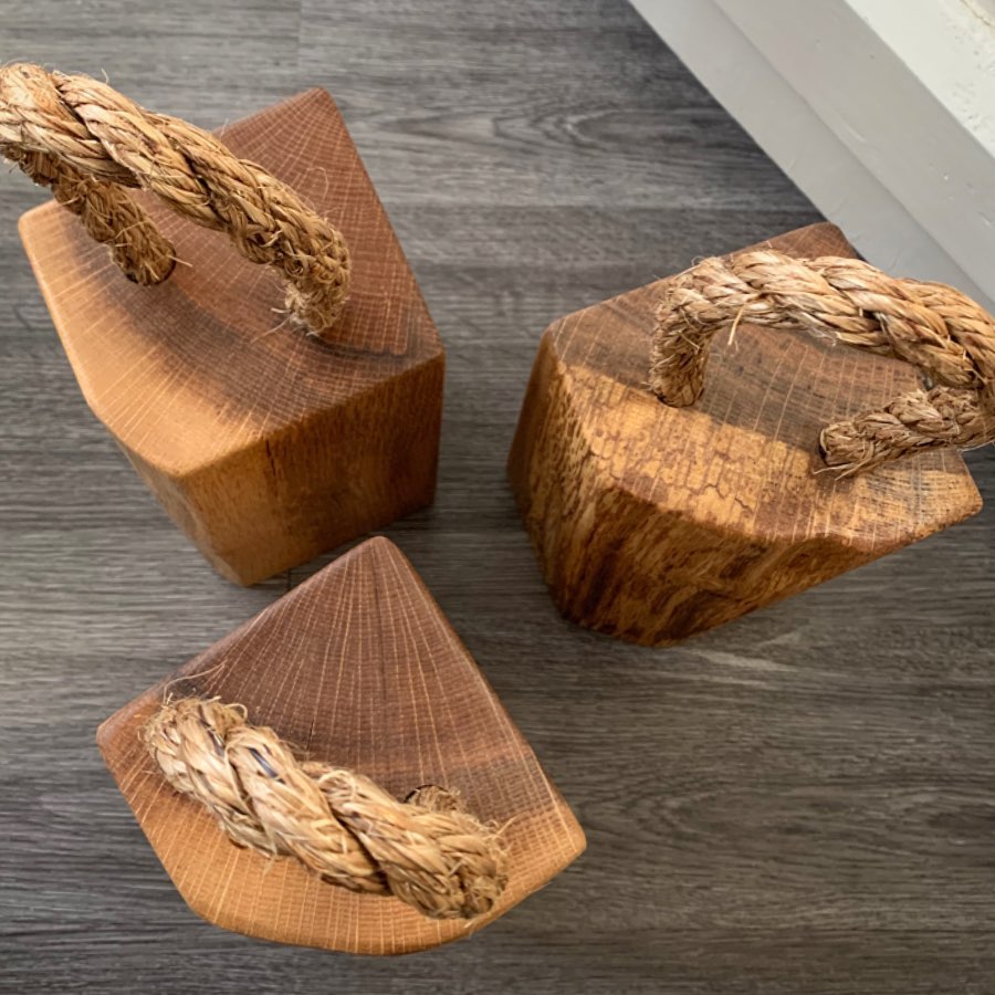 Wonderfully Wonky Oak doorstop sale! £15 plus £3 UK postage. Each one is approximately 32cm tall including rope handle. There are 3 available and we’ve numbered them for you 1 AND 2 NOW SOLDIf you’d like one of these, or have any questions, just let us know. ....#handcrafted #homewares #wood #doorstops #oak #unique #wonky #oneoff #beautifulwood #homedecor #rusticdecor #wonderful #springtime #opendoors