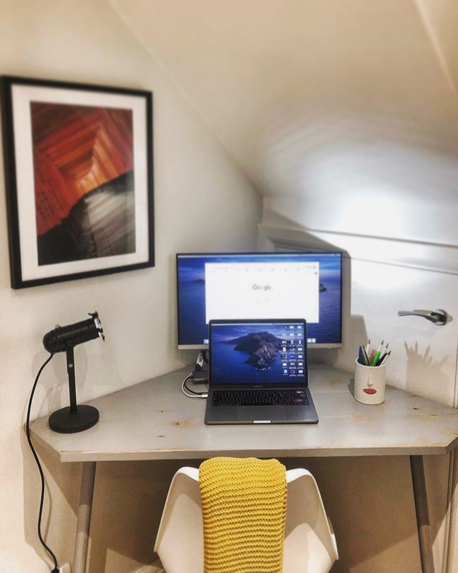 We’ve been working on this lovely project for the past few weeks. A custom built corner desk to fit perfectly in a cubby under the stairs of a quaint little cottage near Bath. It’s resolved a workspace frustration and given the owner a separate and functional space to go to every day for work.  We’re super pleased with the result! ...#newnormal #workingfromhome #notthediningroomtable #homedevir #office #space #bespoke #handcrafted #homewares #gingerandtweed
