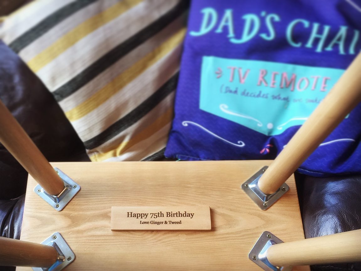 When you can’t see your Dad for his birthday ☹️...We attached this plaque to the bottom of a custom made stool and sent it to him. If you’d like to personalise any of our products, it’s a service we offer, so feel free to get in touch and we can go through design ideas with you.