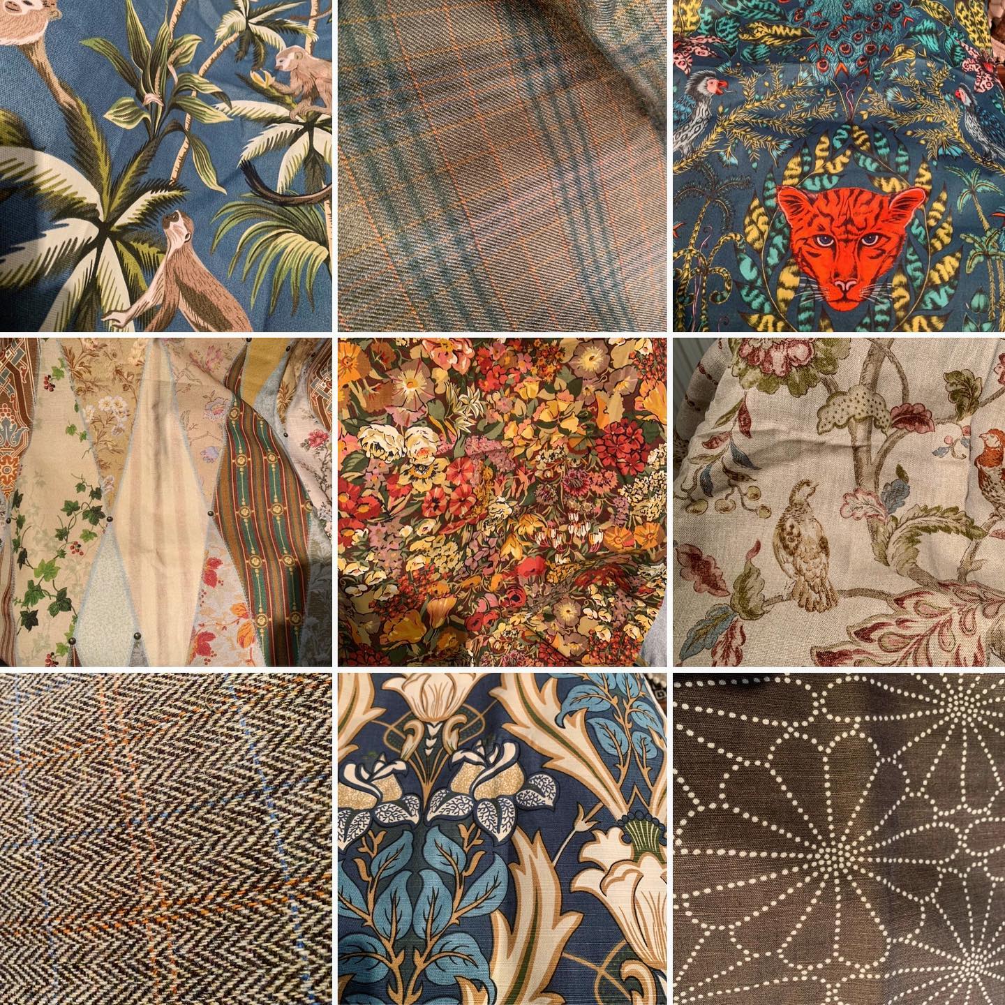 Some popular prints as we head into spring! Rich blues and warm natural tones ...#lovelyfabrics #spring #print #textiles #style #design #homewares