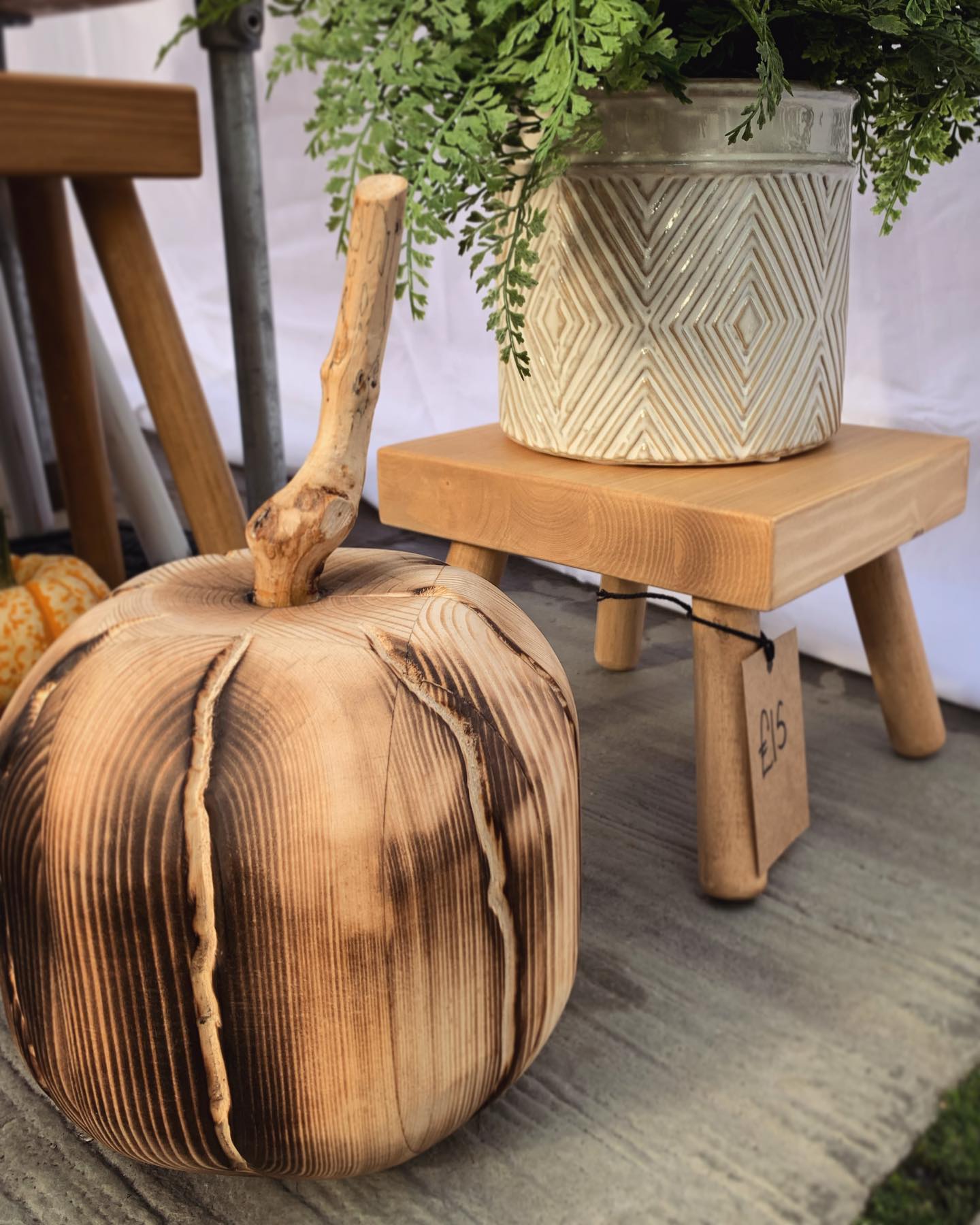 A handcrafted pumpkin by Tweed Looking fab on our stall today!