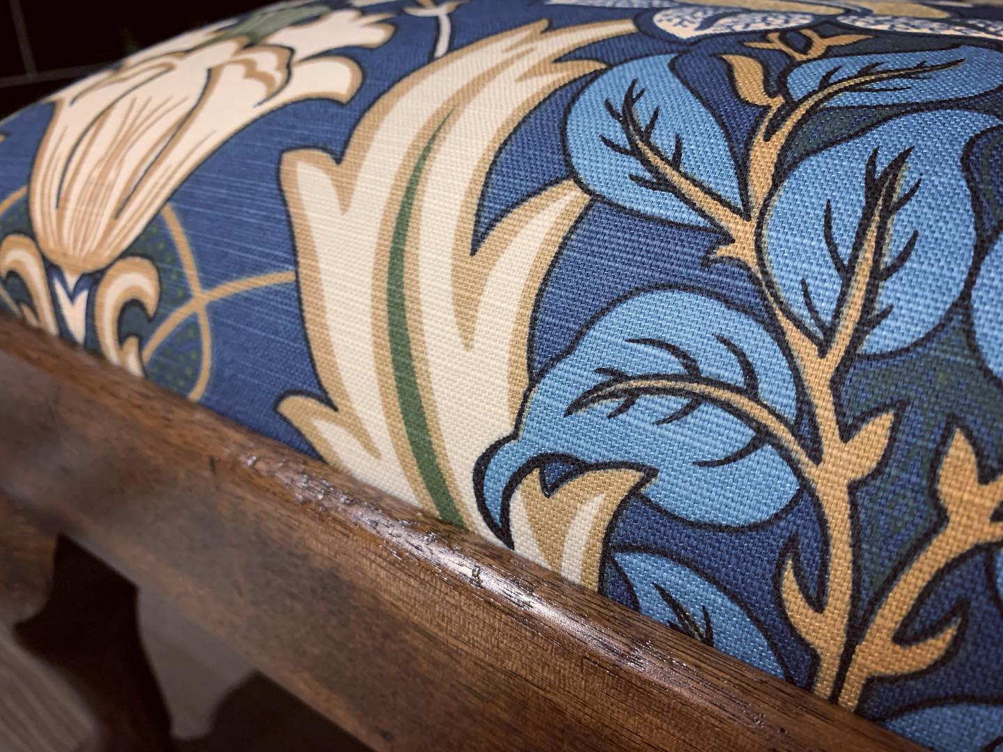 We’ve been restoring a lovely old footstool! Can’t wait to find it a new home! Photos of finished article to follow