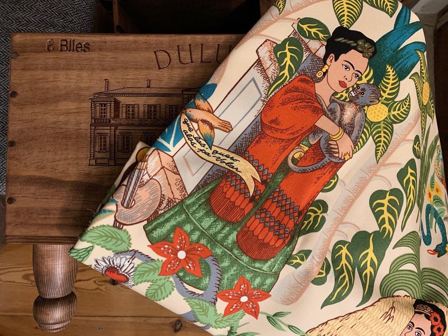 IT’S FRIDA-Y We’ve had our eye on this fabric for a while so really looking forward to using it!We are officially booked in to our first market of the year which is @thecraftandflea on Feb 27th  at Paintworks Bristol. Yay! #savethedate #fridakahlo #beautifulfabric #newdesign #handmadeuk #handcrafted #homewares #gingerandtweed